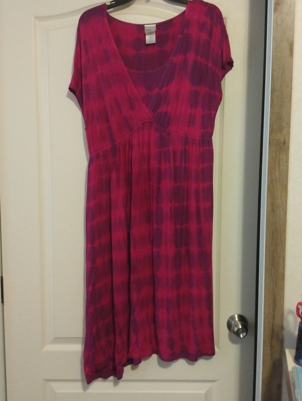 Super Comfortable Stretchy Rayon T-shirt Pink/Purple Tye Dye Casual Dress sz 3X